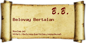 Belovay Bertalan névjegykártya